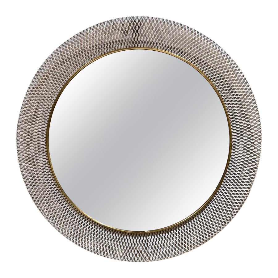 Miroir mural européen en maille des années 1950 Cadre métallique extensible