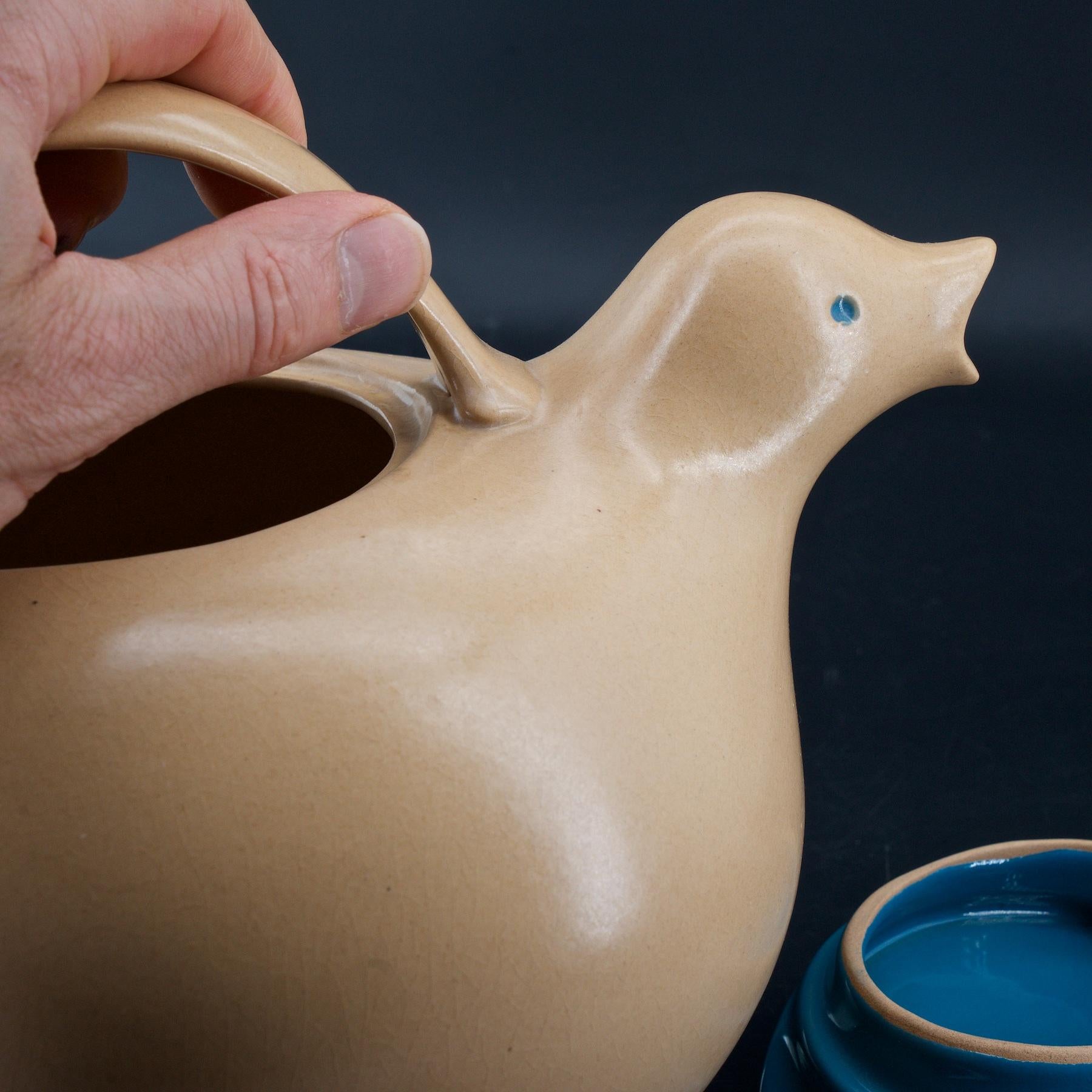 Mid-Century Modern Rare 1950s Eva Zeisel Stoneware Bird Teapot Mid-Century Figural Vessel For Sale