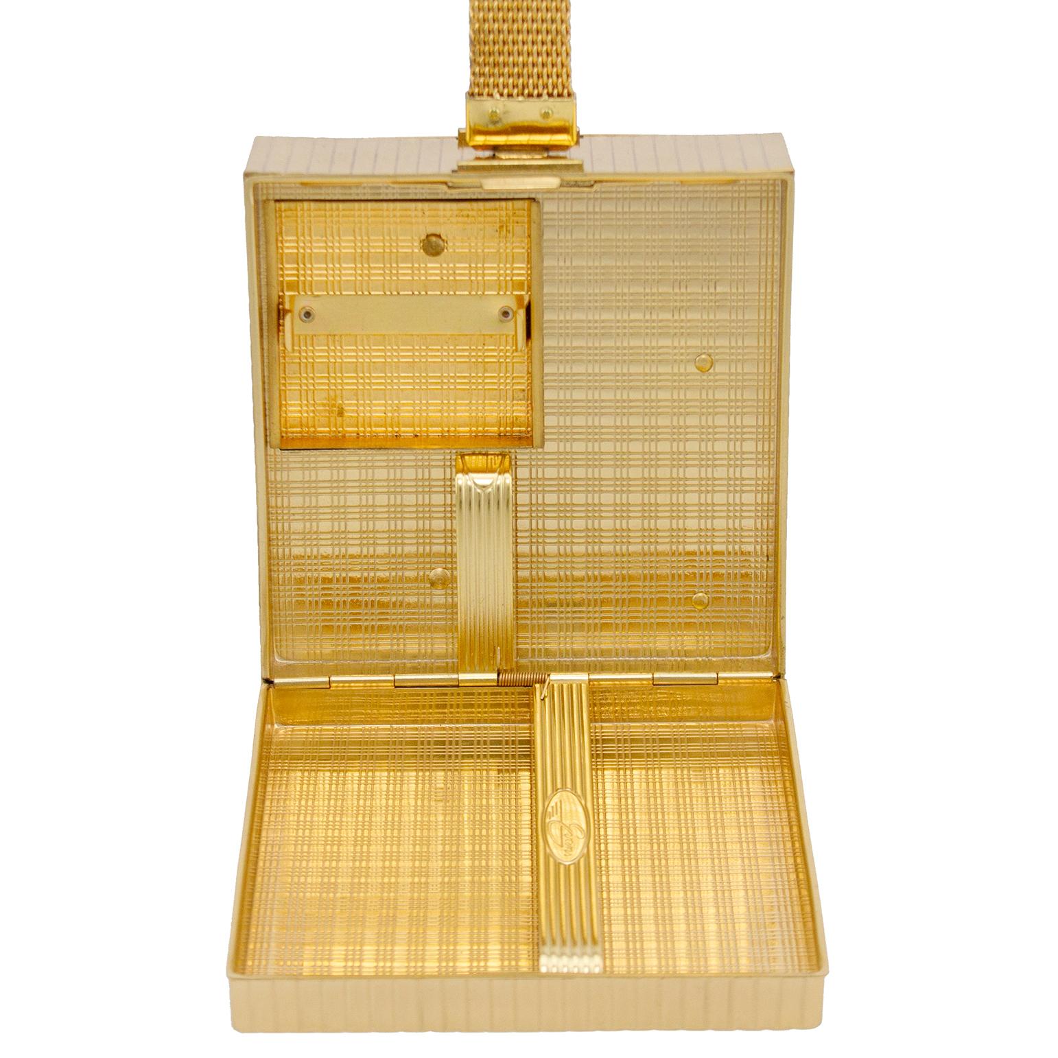 1950s Evans Gold Metal Small Square Evening Minaudière 2