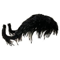 1950s Evelyn - Chicago Unique Black Feather & Bugle Beaded Cocktail Hat