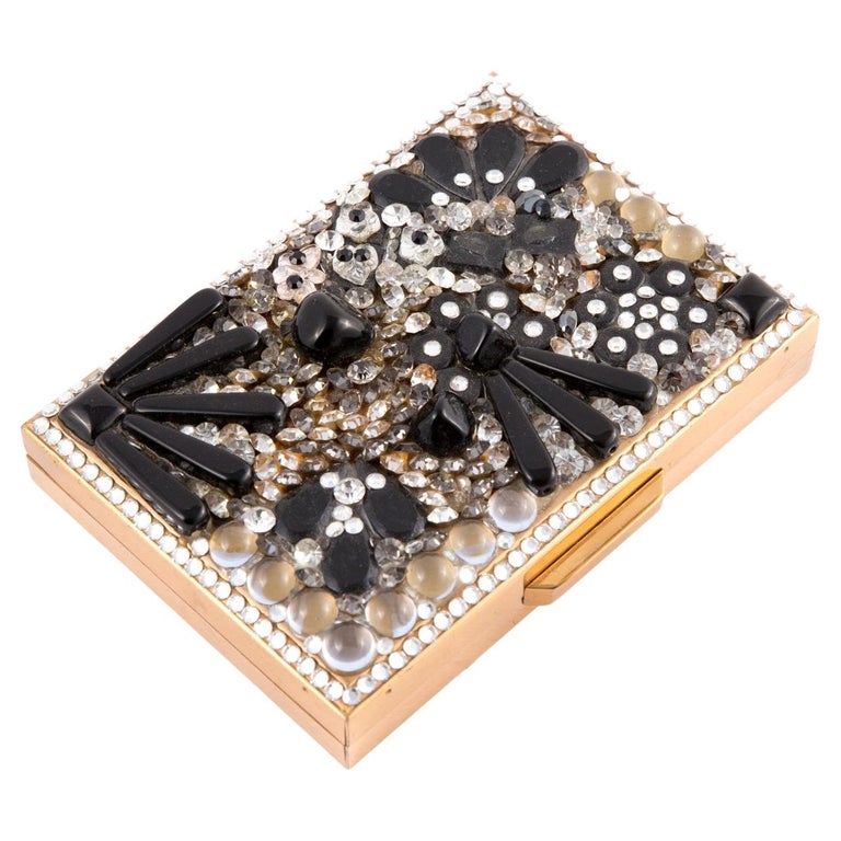 1950's French Black Beaded Evening Bag With Cameos at 1stDibs