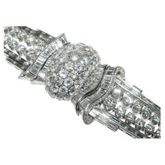 Vintage 1950's Exaggerated Tennis Bracelet 50.00CT (Est). Platinum 6.75" long