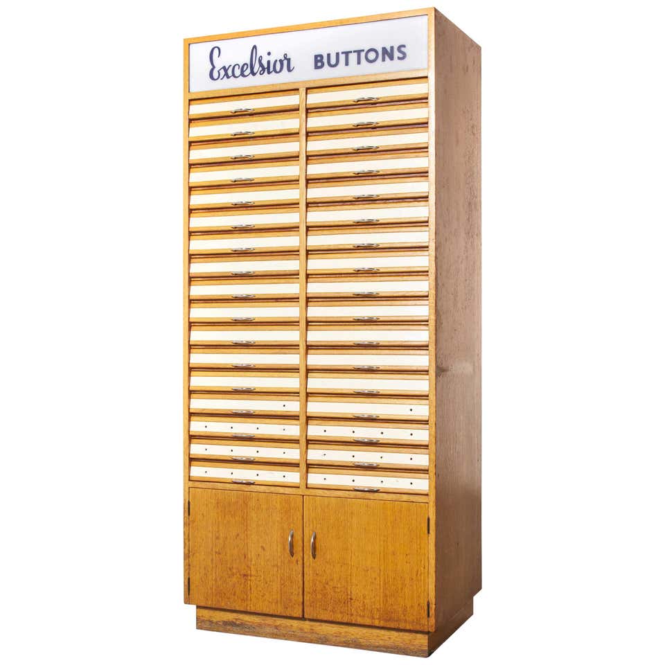 1950s Excelsior Haberdashery Multi Drawer Button Cabinet, Thirty Four ...