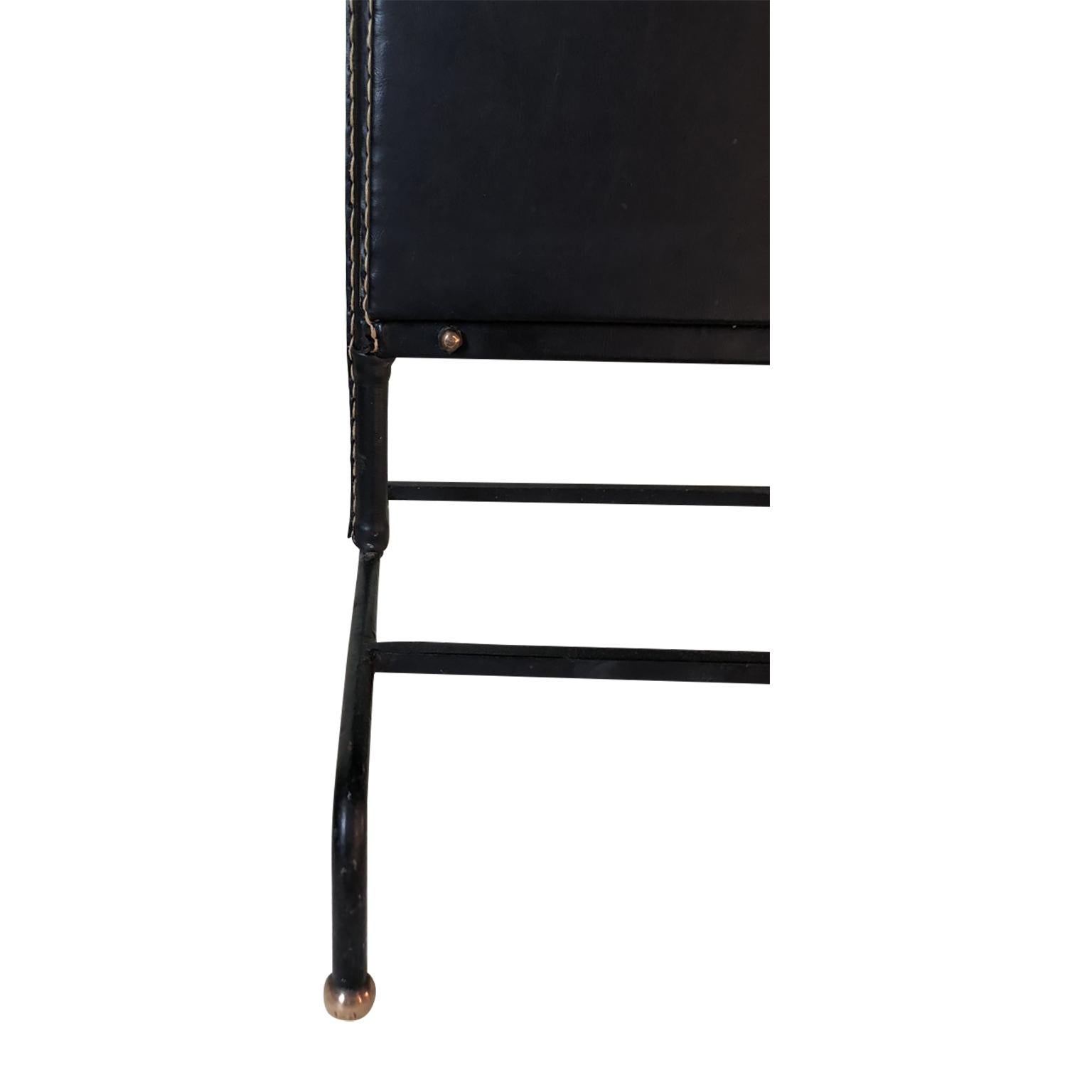 1950s Exceptional Jacques Adnet Black Leather Valet For Sale 9