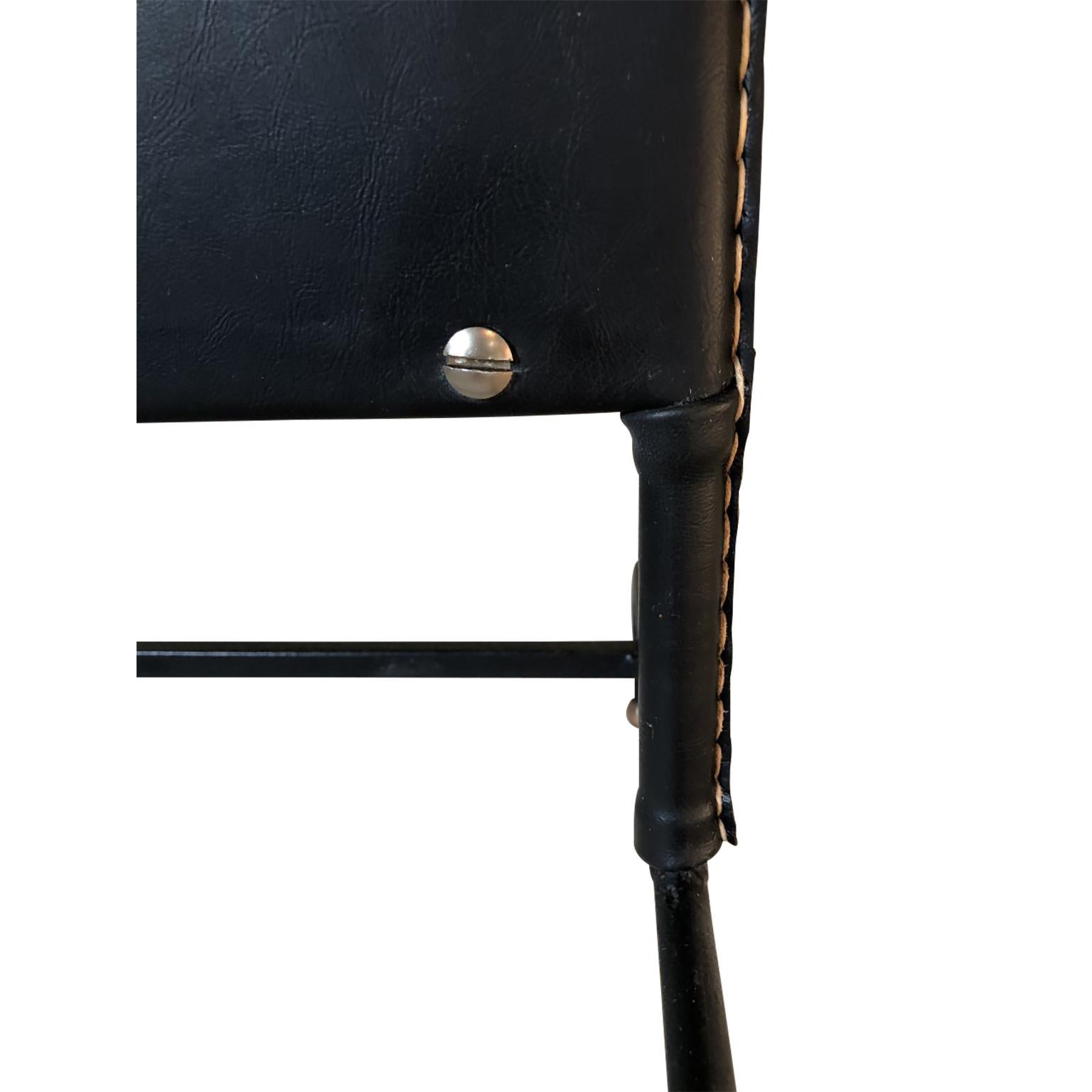 1950s Exceptional Jacques Adnet Black Leather Valet For Sale 11