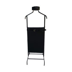 1950s Exceptional Jacques Adnet Black Leather Valet