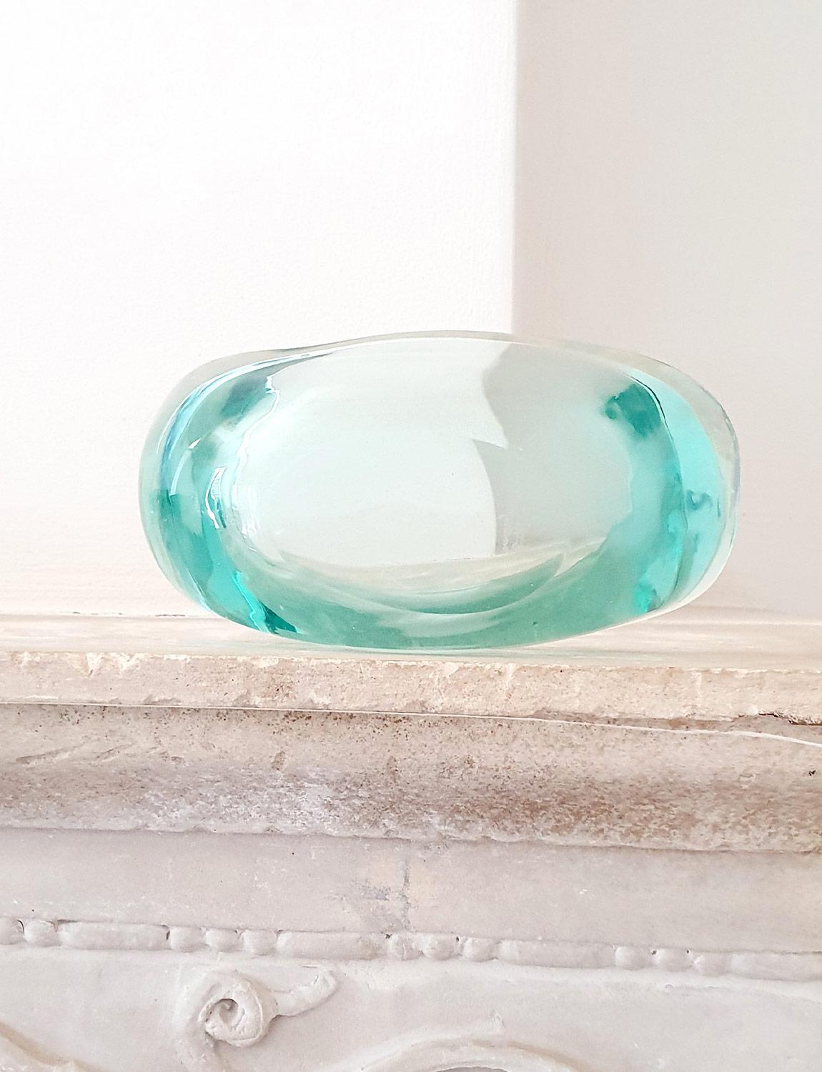 1950s Exceptional Seguso Murano Signed Turquoise Bowl For Sale 2