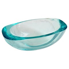 Vintage 1950s Exceptional Seguso Murano Signed Turquoise Bowl