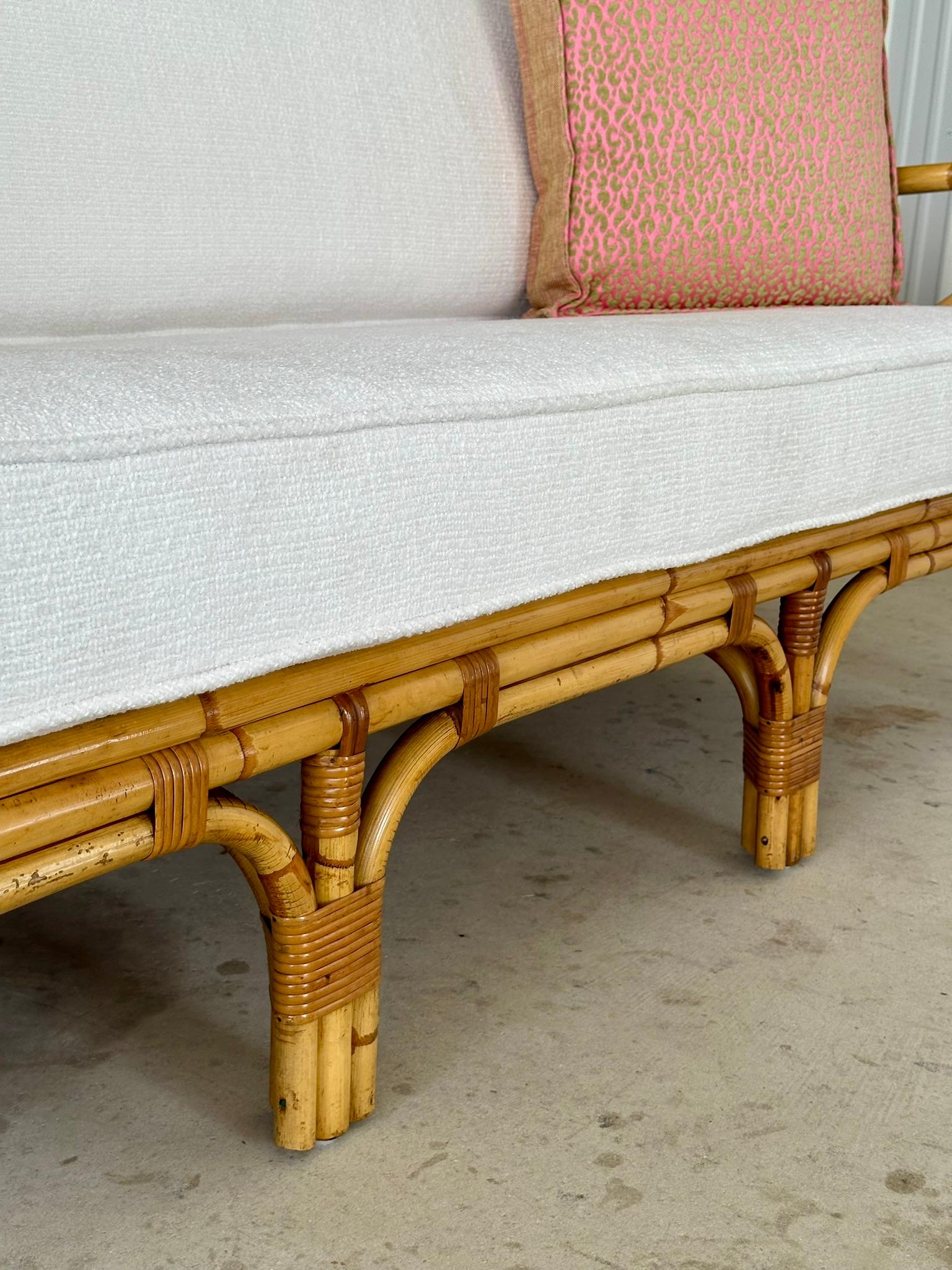 1950's Exeptional Vintage Bent Stick Rattan Sofa 2