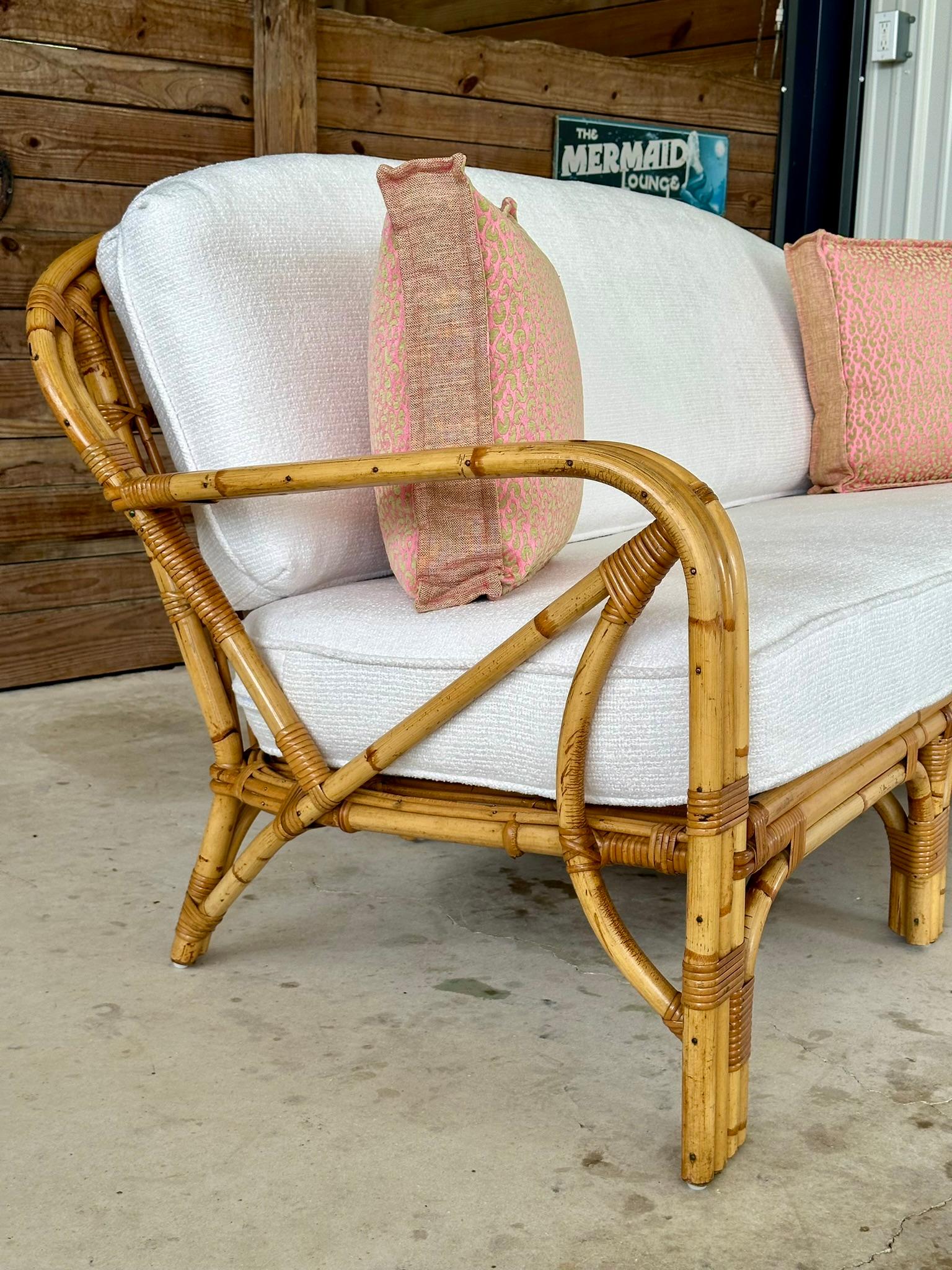 1950's Exeptional Vintage Bent Stick Rattan Sofa 4