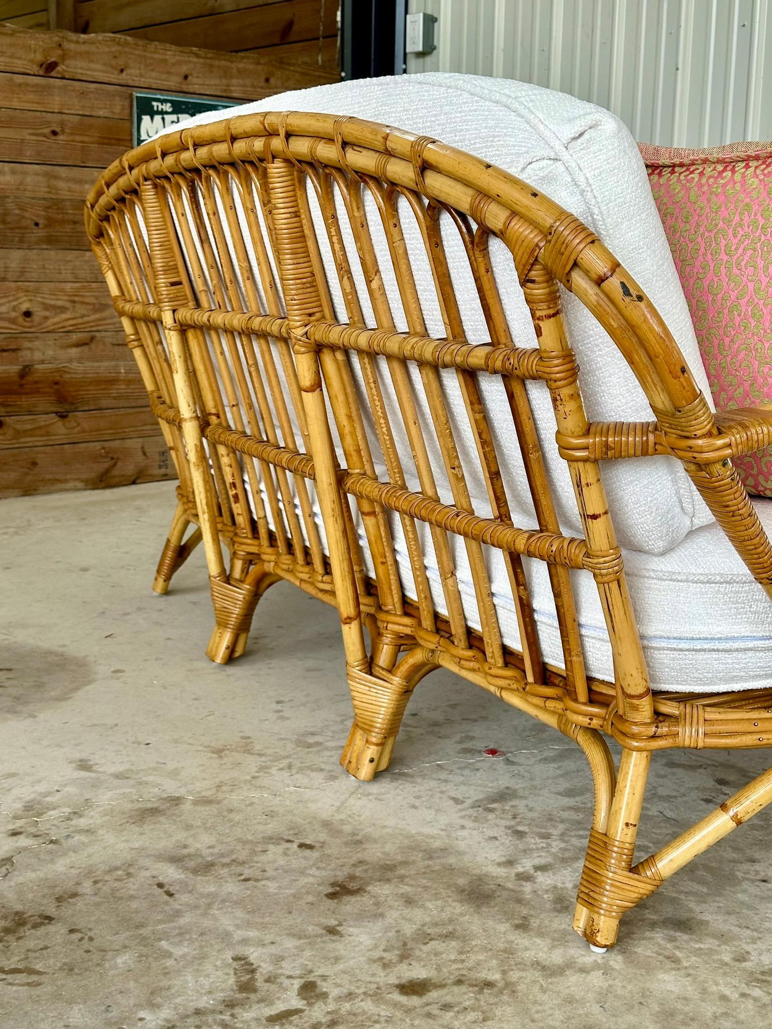 1950's Exeptional Vintage Bent Stick Rattan Sofa 7