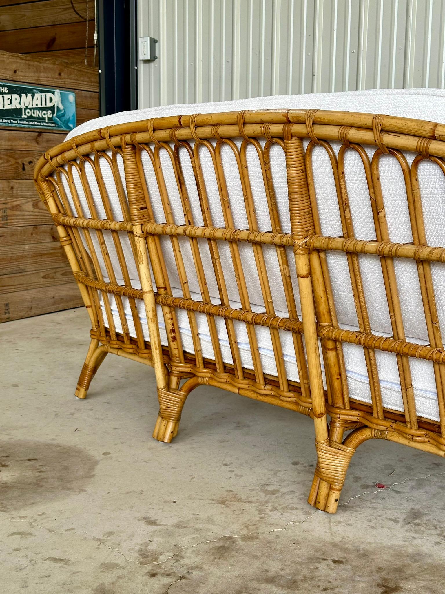 1950's Exeptional Vintage Bent Stick Rattan Sofa 8
