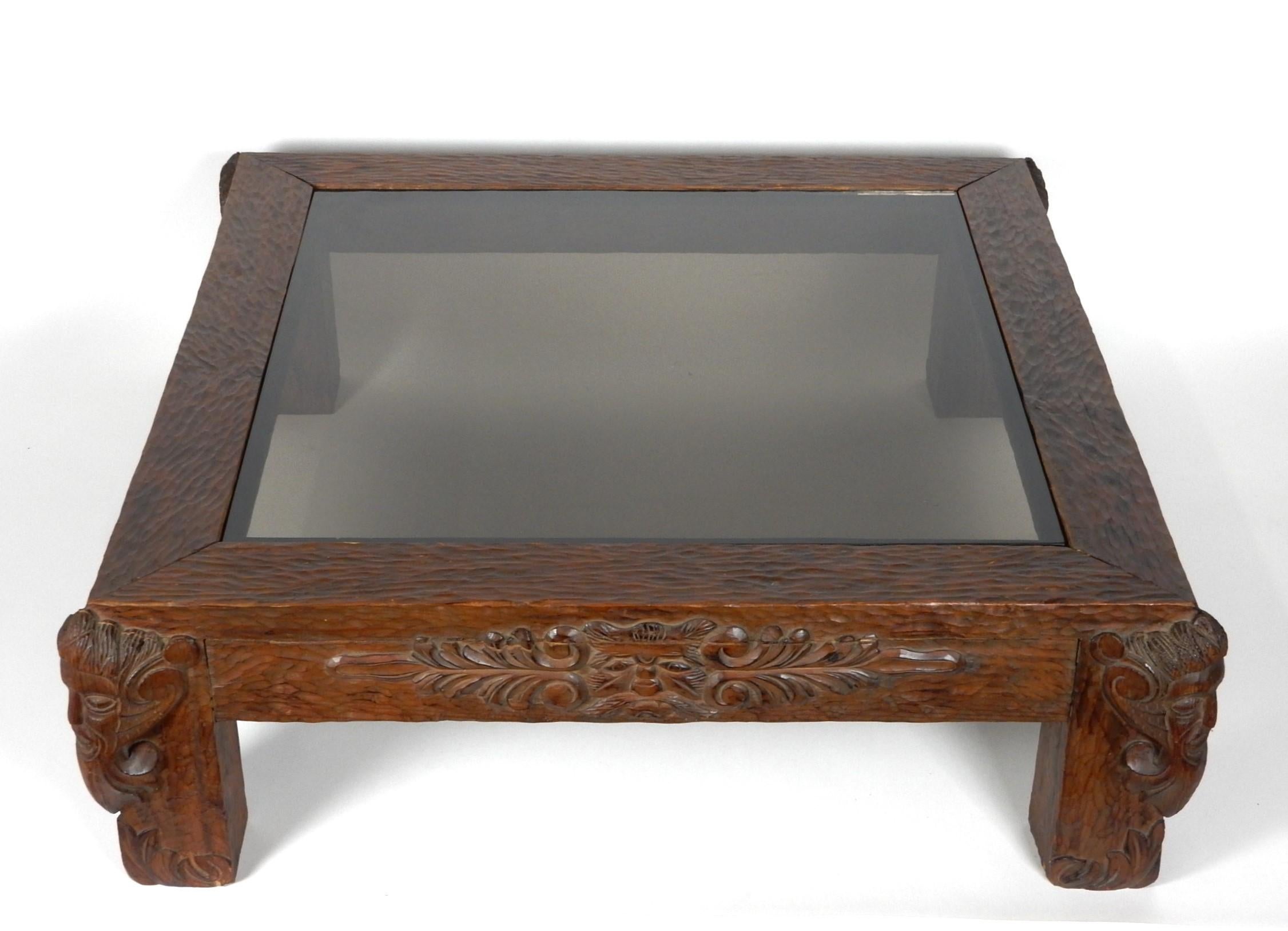 20th Century 1950's Exotic Hand Carved Art Coffee Table For Sale