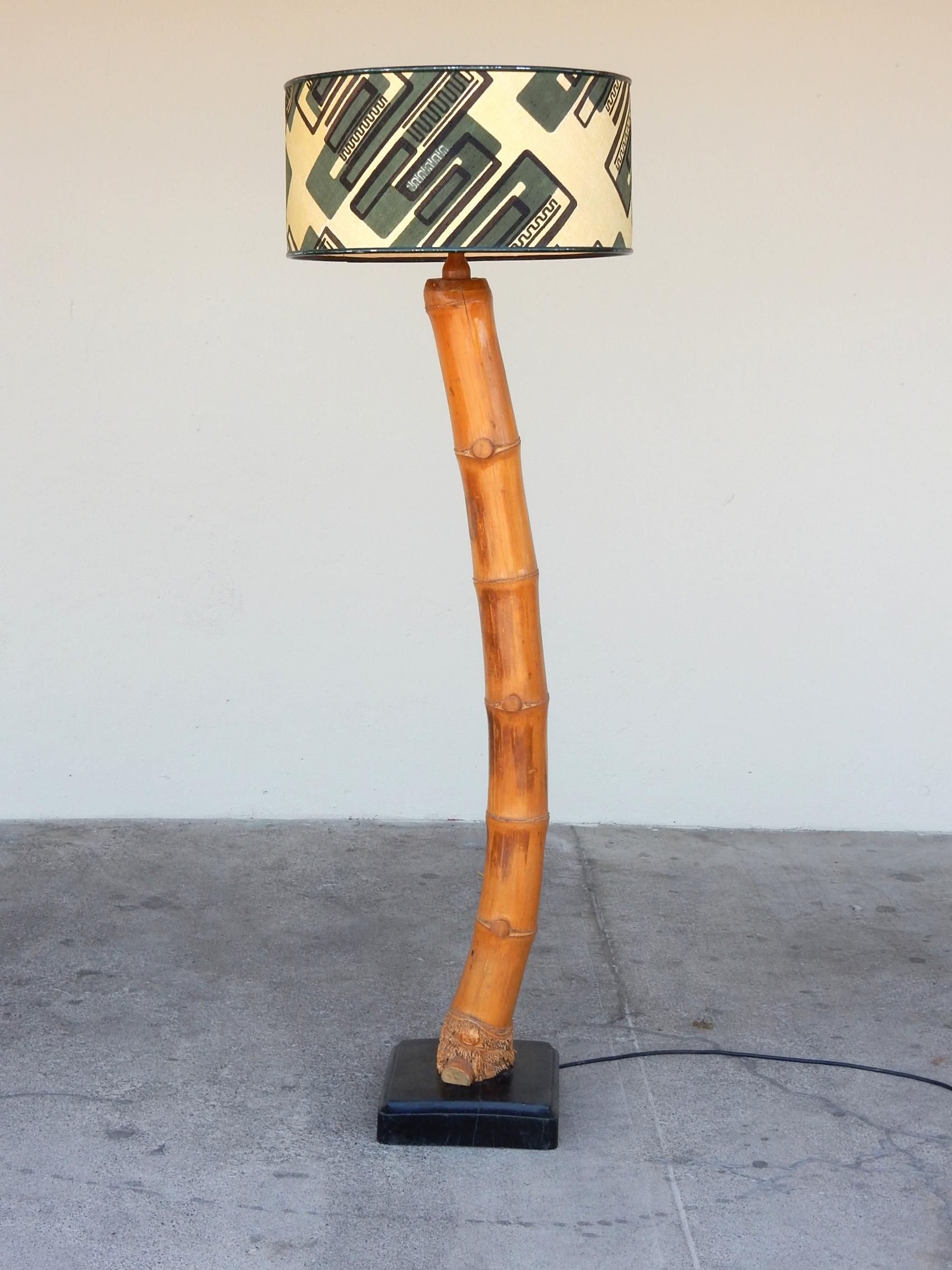 French Mid-Century Wabi-Sabi Real Bamboo Floor Lamp For Sale