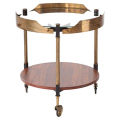 1950s Exotic Wood and Brass Italian Bar Cart