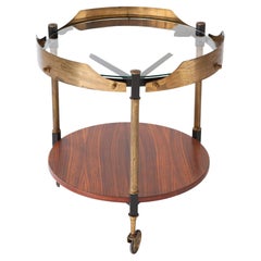1950s Exotic Wood and Brass Italian Bar Cart