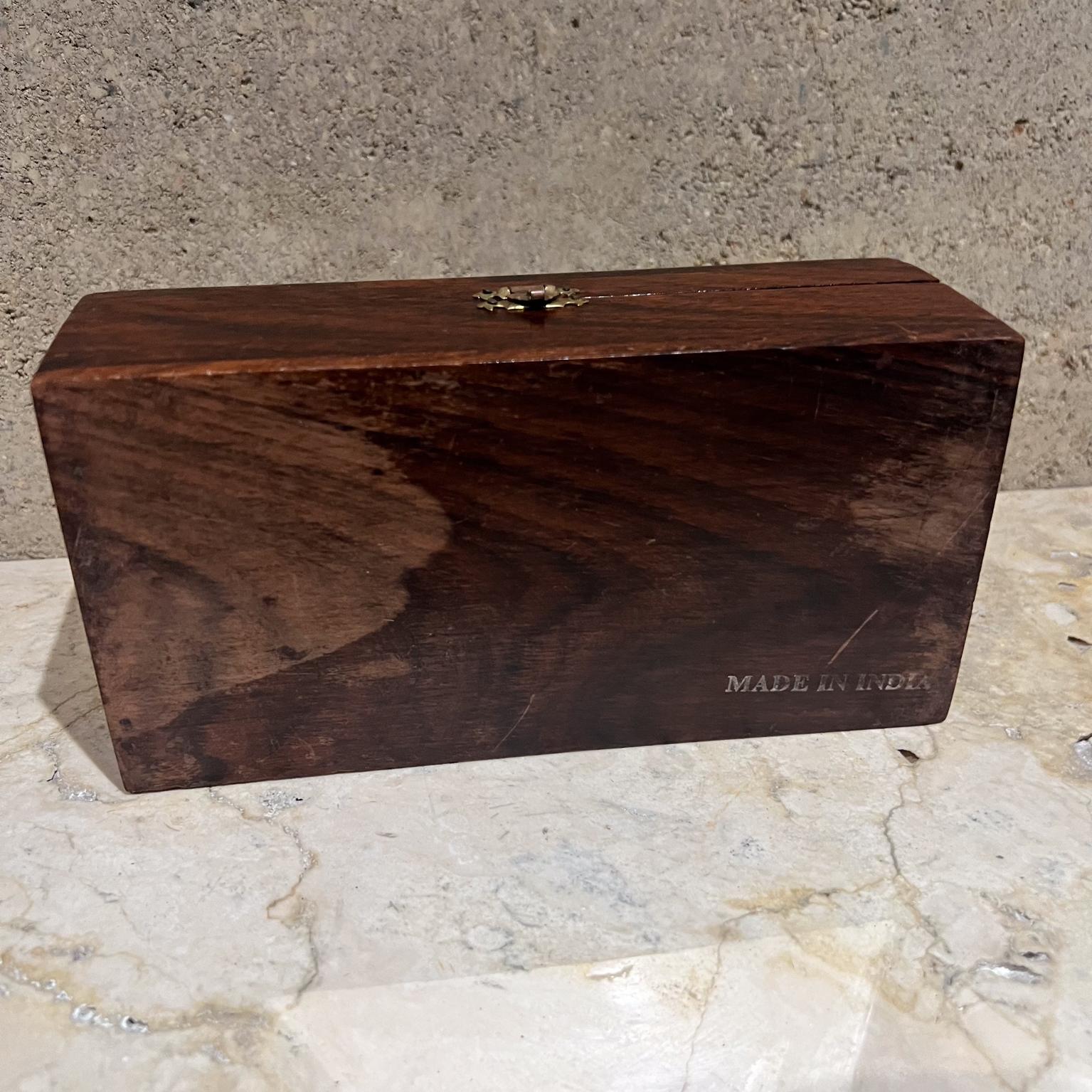 1950 Caja de madera exótica con incrustaciones Elefante Palmera en venta 1