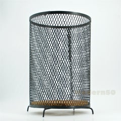 1950s Expanded Metal Blueprint Basket Paper Wastebasket Style of George Nelson