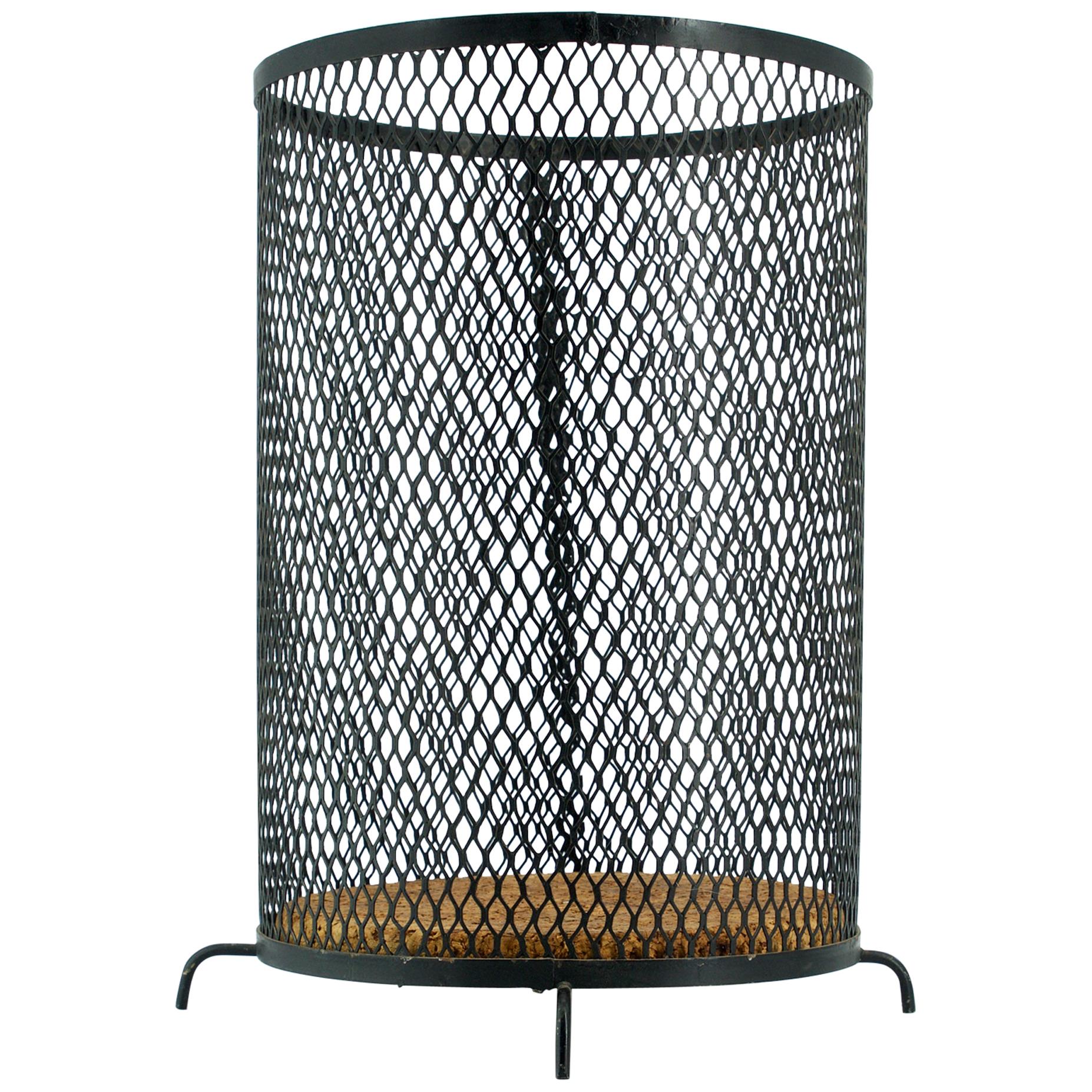 1950s Expanded Metal Blueprint Basket Paper Wastebasket Style of George Nelson