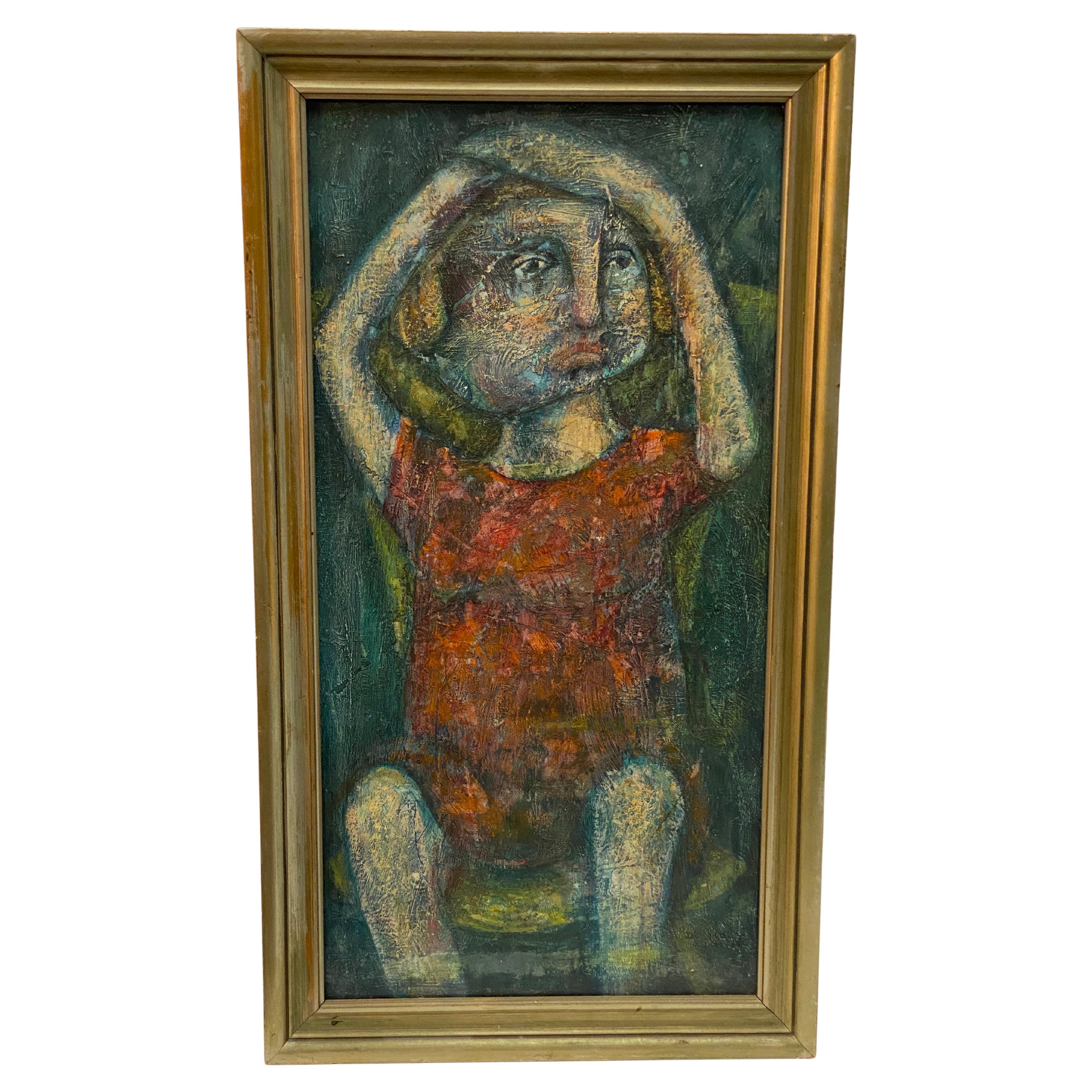 Portrait assis expressif d'une jeune fille dans les années 1950 