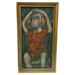 Portrait assis expressif d'une jeune fille dans les années 1950