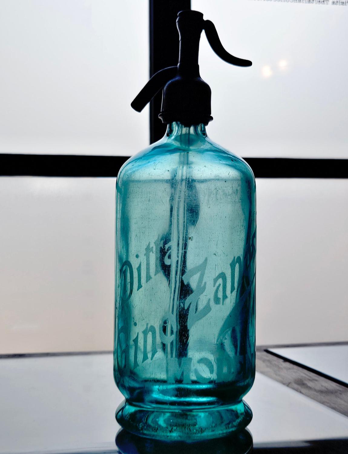 1950s Extra Large Turquoise Blue Soda Bottle In Good Condition For Sale In Florence, Tuscany