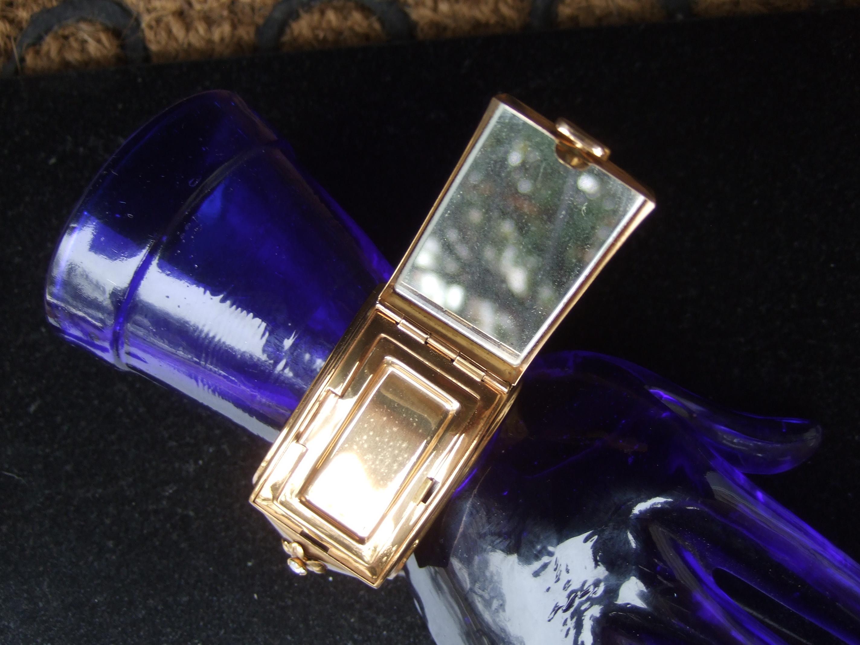 1950s Extremely Rare Art Deco Jeweled Vanity Compact Wide Hinged Cuff Bracelet For Sale 9
