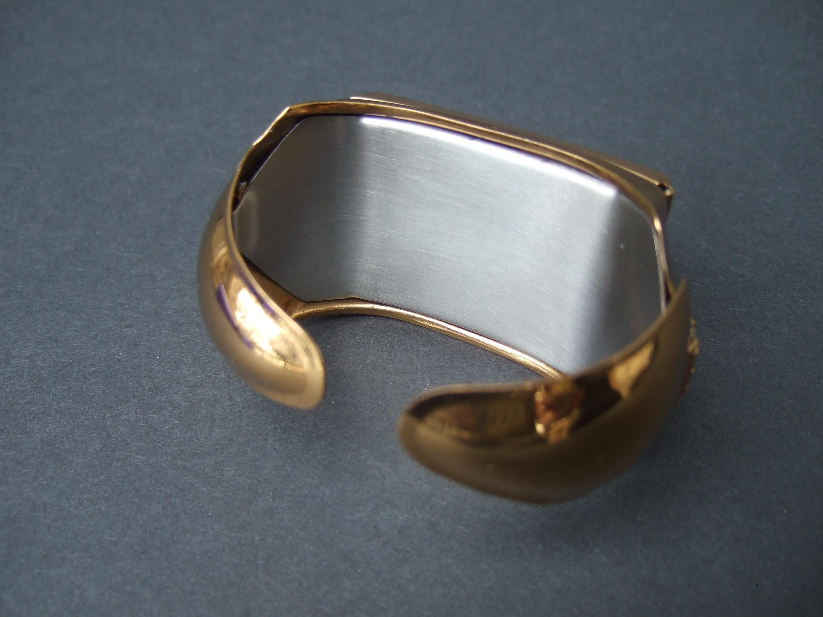 1950s Extremely Rare Art Deco Jeweled Vanity Compact Wide Hinged Cuff Bracelet For Sale 13