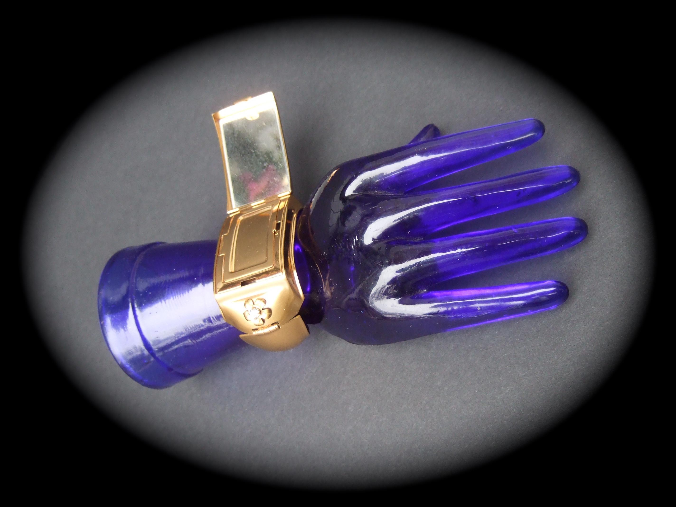 1950s Extremely Rare Art Deco Jeweled Vanity Compact Wide Hinged Cuff Bracelet For Sale 15