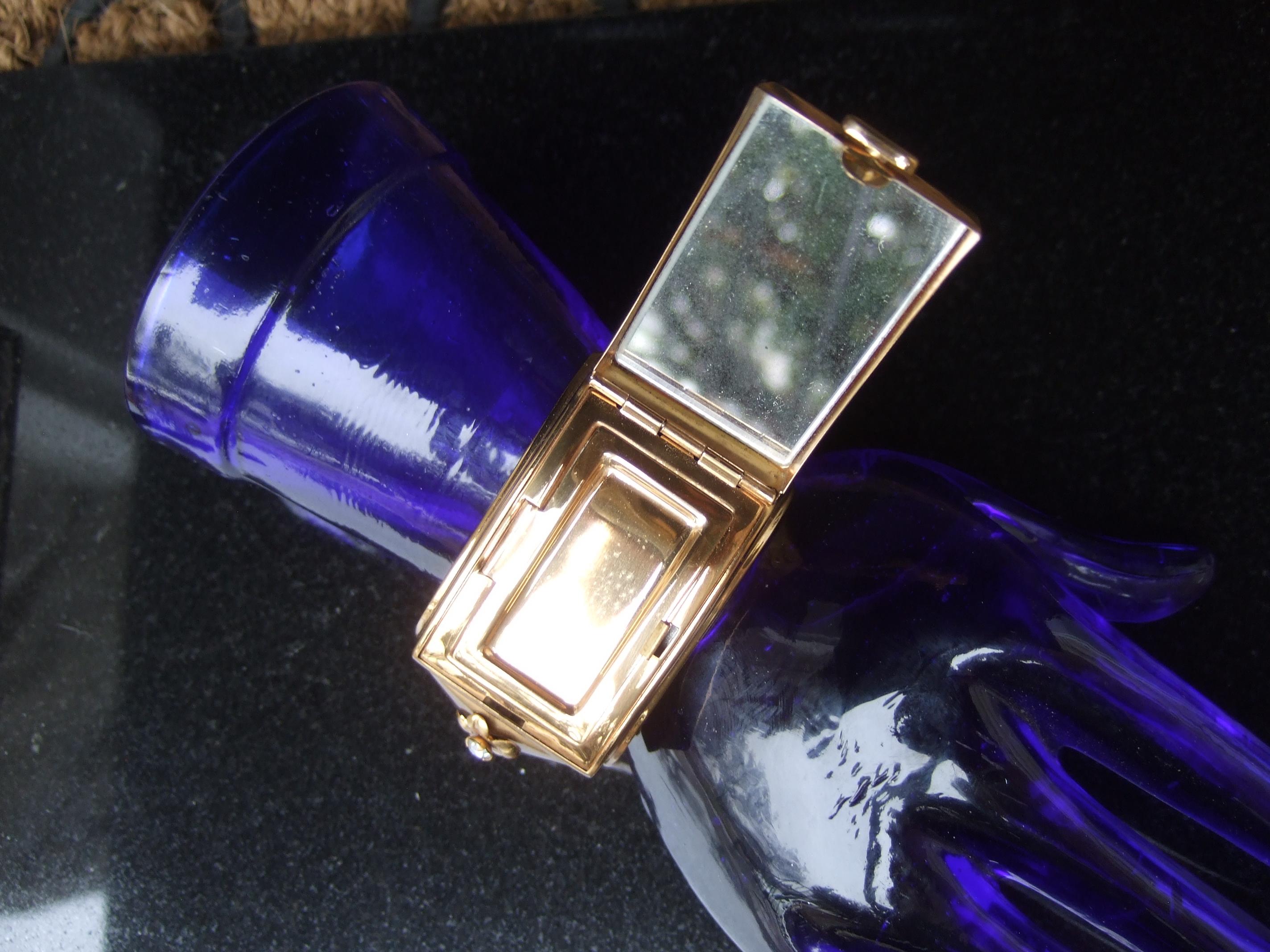 1950s Extremely Rare Art Deco Jeweled Vanity Compact Wide Hinged Cuff Bracelet For Sale 3