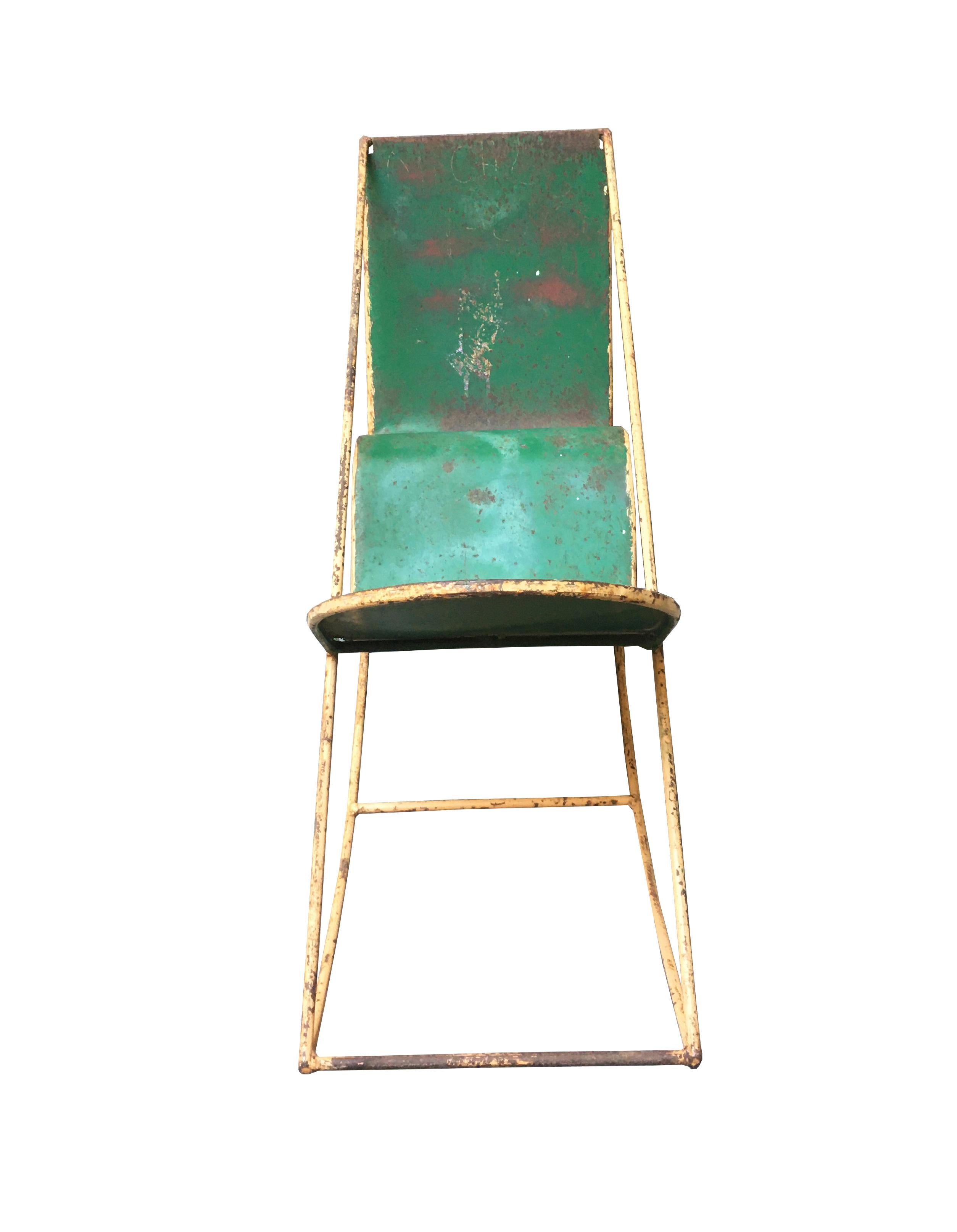 Italian 1950s Extremely Rare Child Green Metal Rocker, Italy