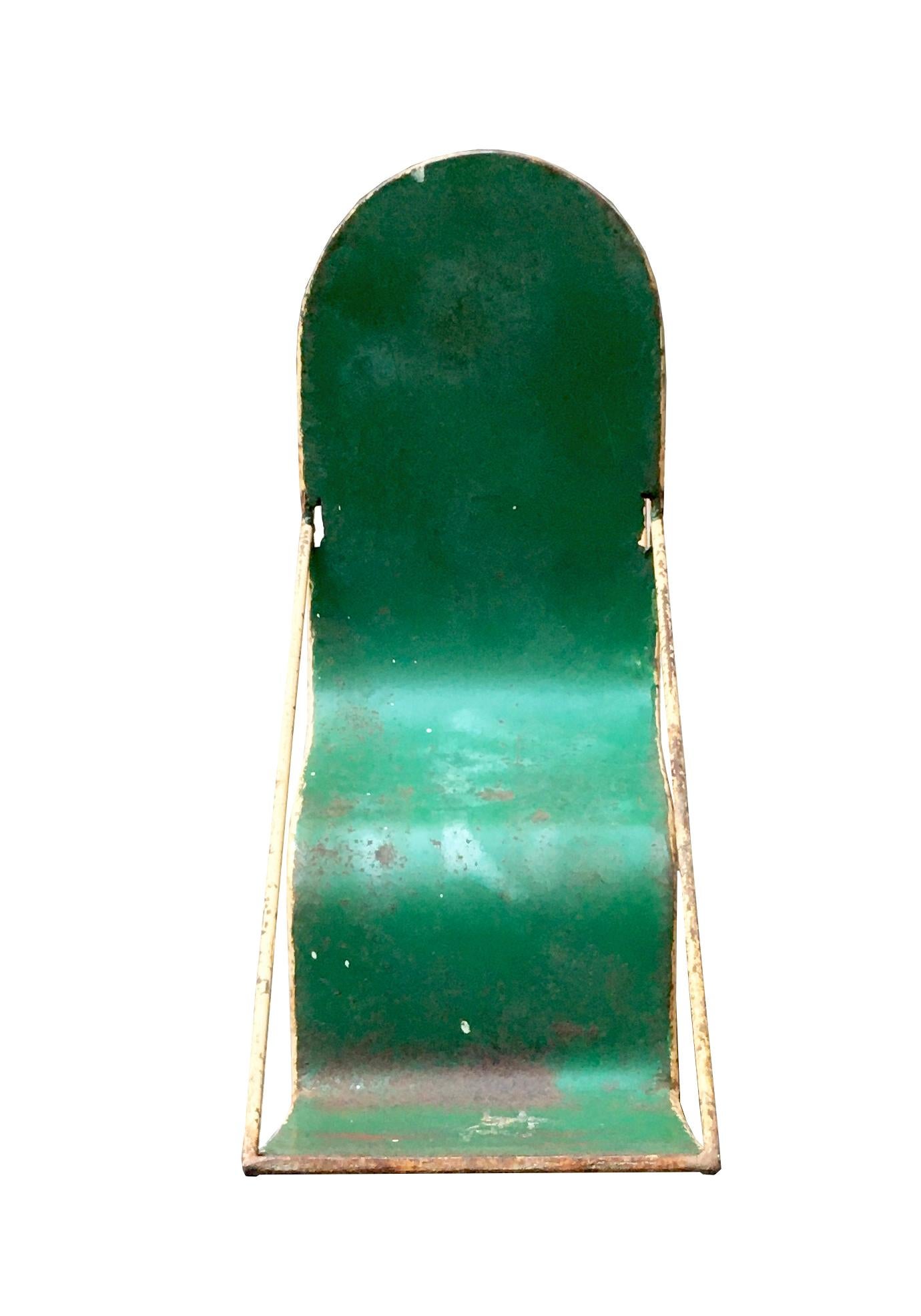1950s Extremely Rare Child Green Metal Rocker, Italy In Fair Condition In Naples, IT