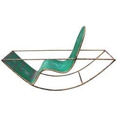 1950s Extremely Rare Child Green Metal Rocker, Italy