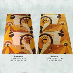 1950s Extrêmement Rare Paire de Tapis / Tapisseries Constructivistes Français en Pure Laine