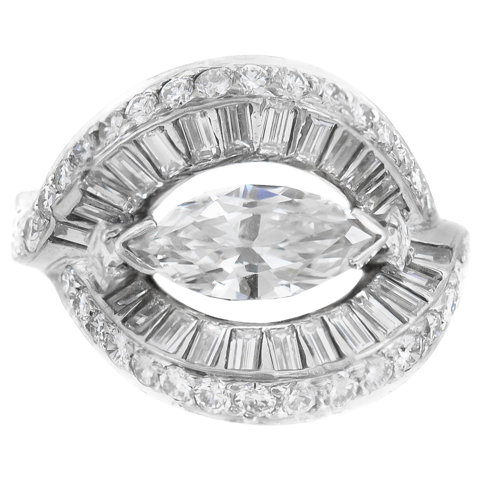 1950s Eye Style with Pear Round and Emerald Cut Ring