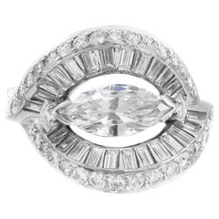 Retro 1950s Eye Style with Pear Round and Emerald Cut Ring