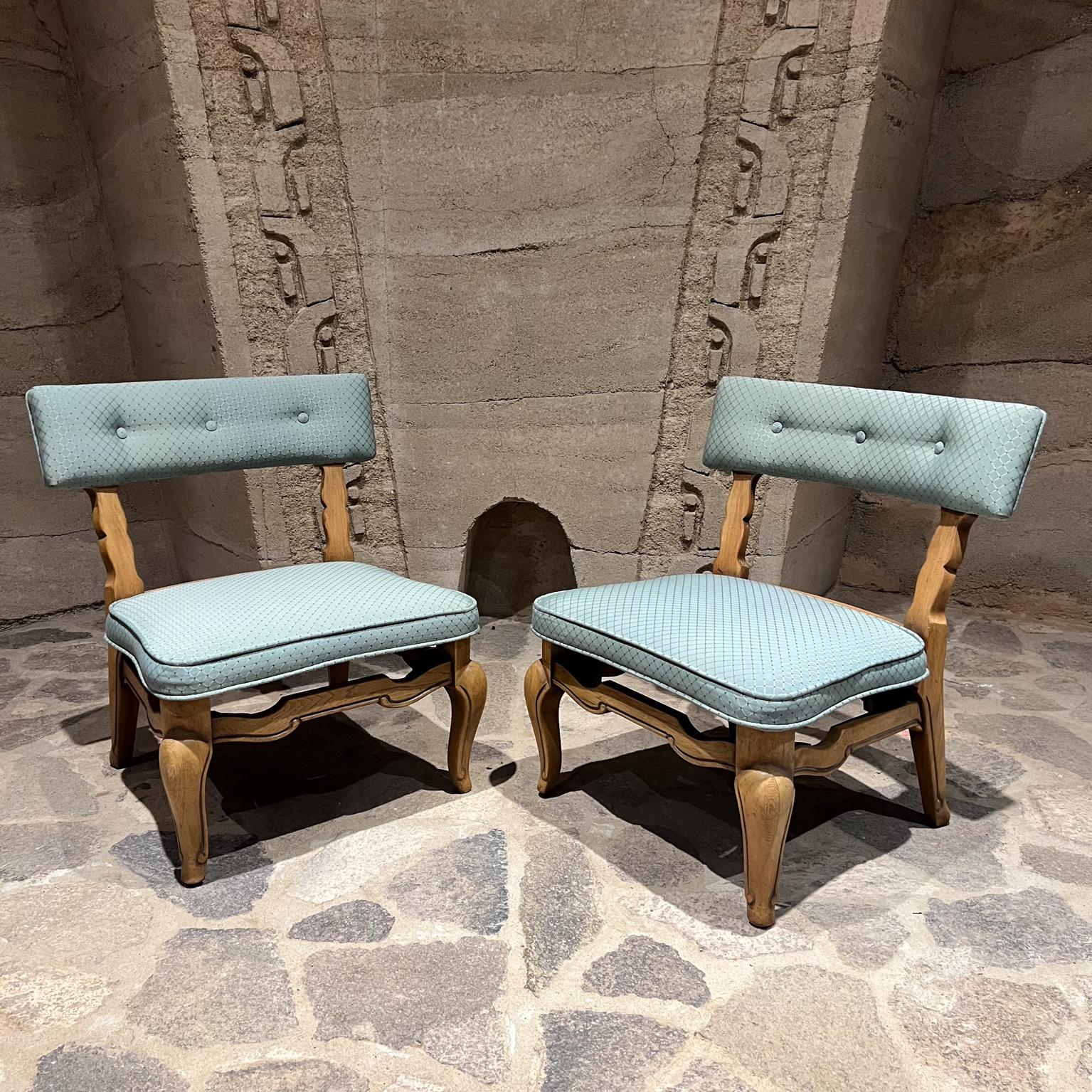 Mid-Century Modern 1950s Fabulous Blue French Slipper Chairs by Thomasville