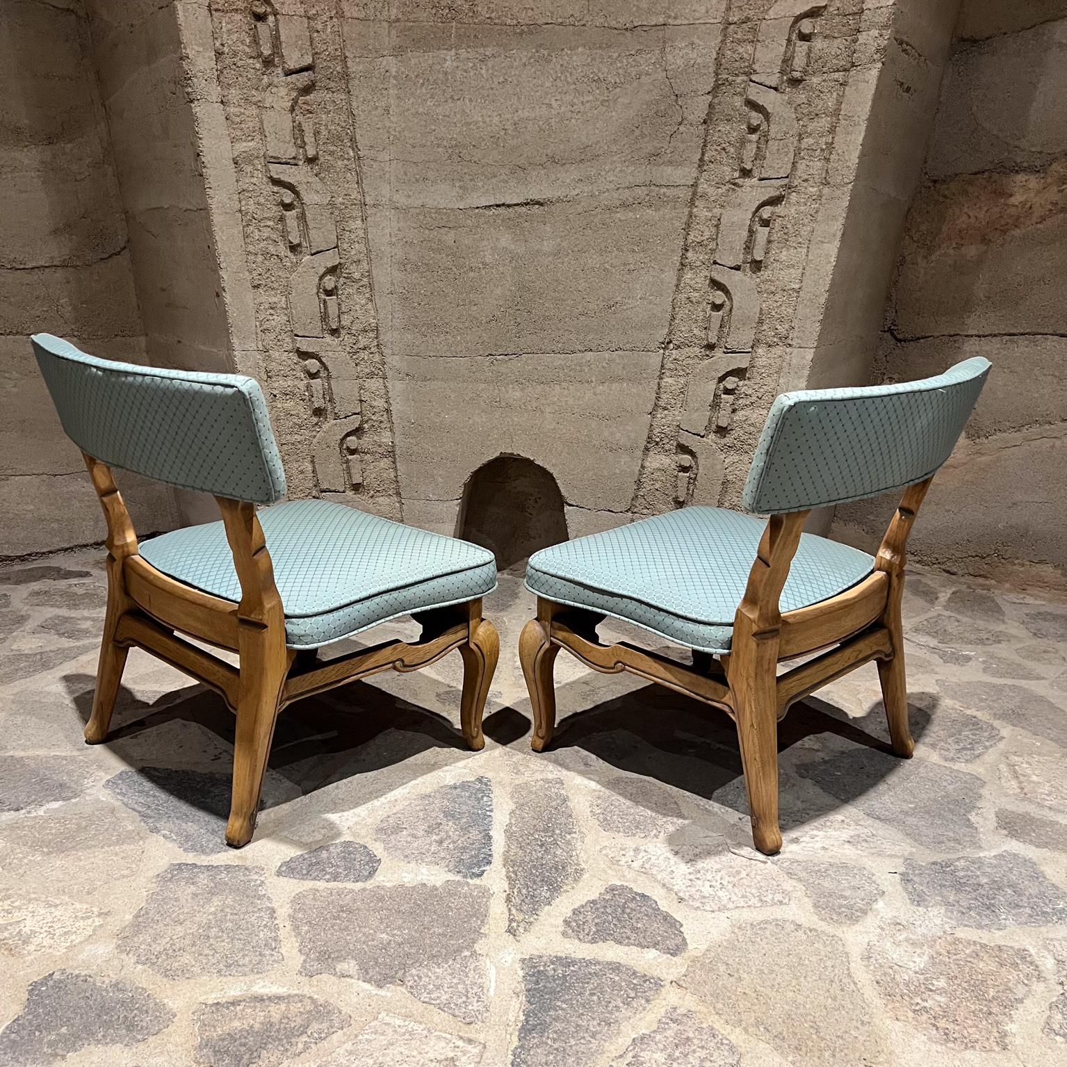 Fabric 1950s Fabulous Blue French Slipper Chairs by Thomasville