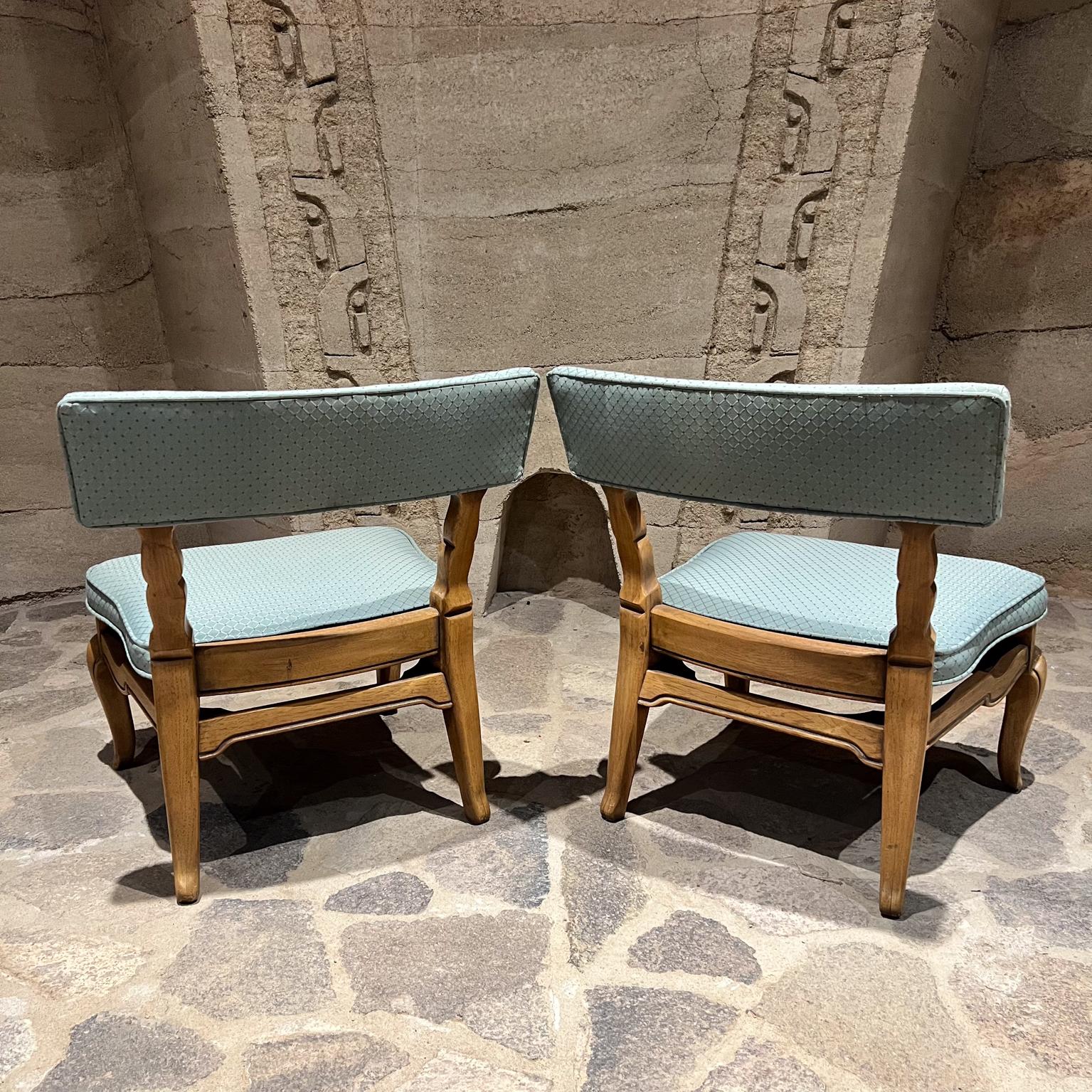 1950s Fabulous Blue French Slipper Chairs by Thomasville 1