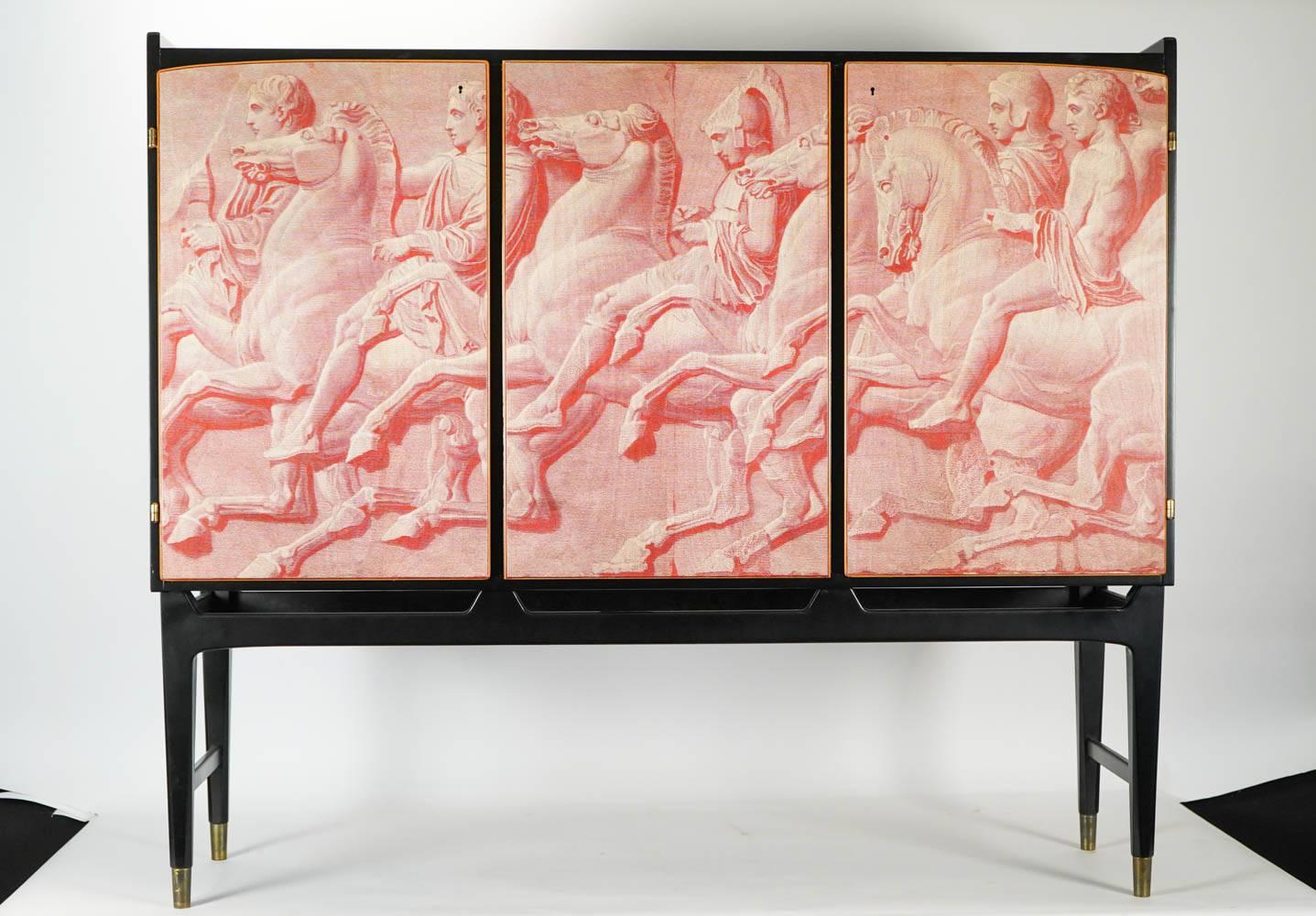 Fabulous 1950s cabinet revamped, 

With decor of Elgin Frieze, Parthenon frieze on show at the British Museum, 
Sepia color.
 