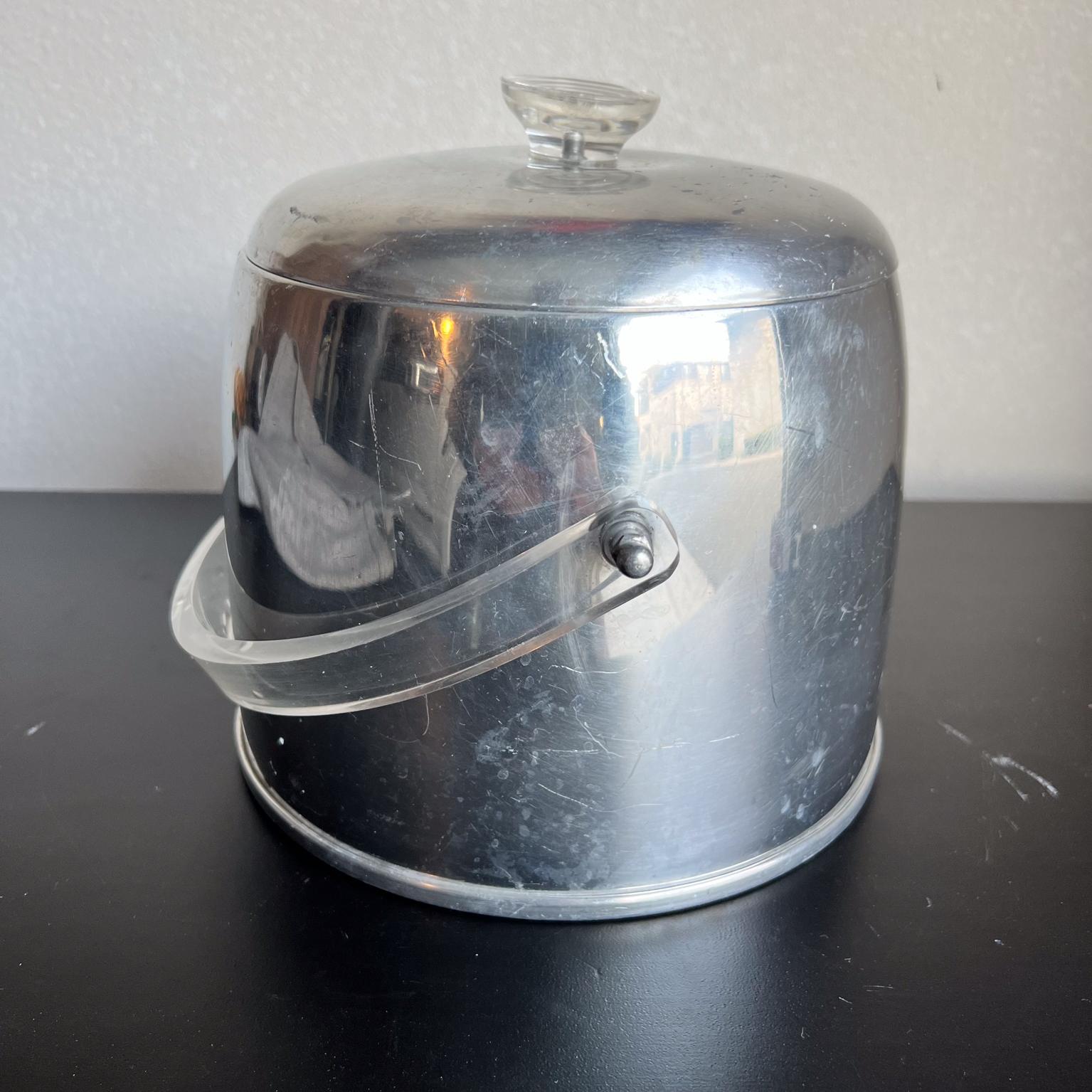 Mid-Century Modern 1950s Fabulous Ice Bucket by Kromex Lucite & Aluminum For Sale