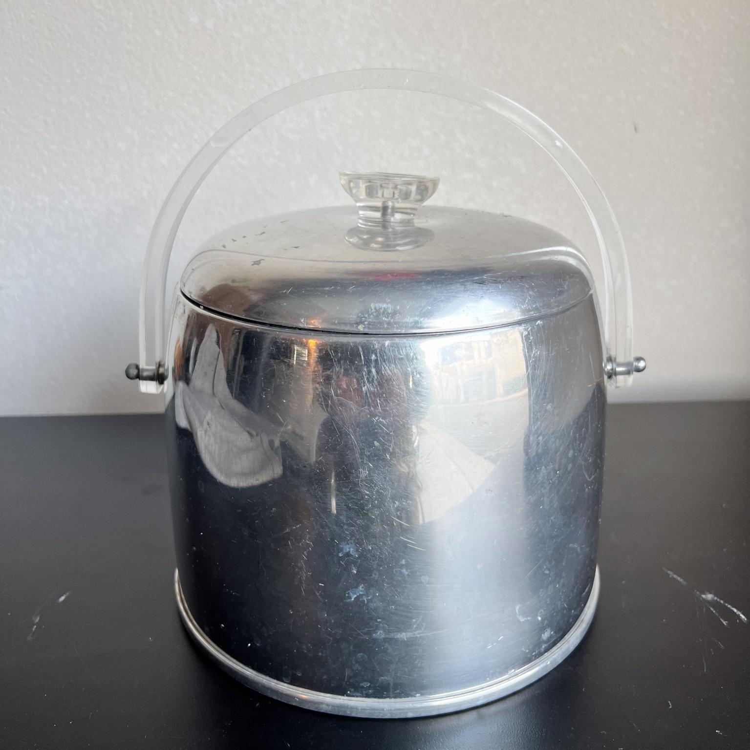 1950s Fabulous Ice Bucket by Kromex Lucite & Aluminum For Sale 2