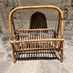 1950s Fabulous Wicker Rattan Magazine Rack Style Franco Albini