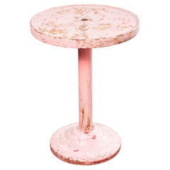 Table d'appoint ou de salle à manger ronde Tolix rouge délavé des années 1950