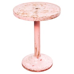 1950's Faded Red Round Tolix Side Or Dining Table