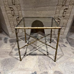 1950s Faux Bamboo Brass Square Side Table Arturo Pani