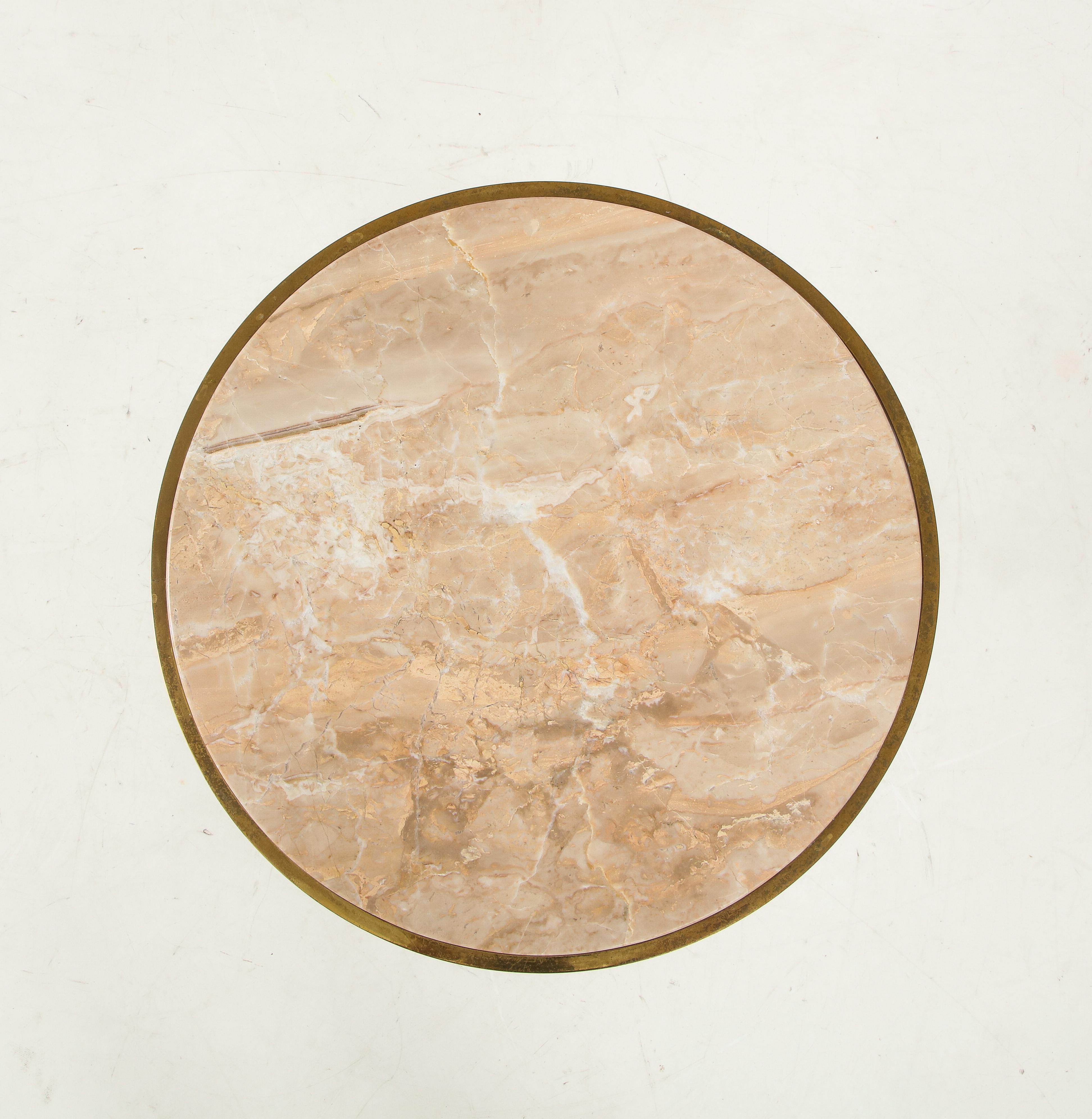 1950s Faux Bamboo Brass Tripod Side Table 5