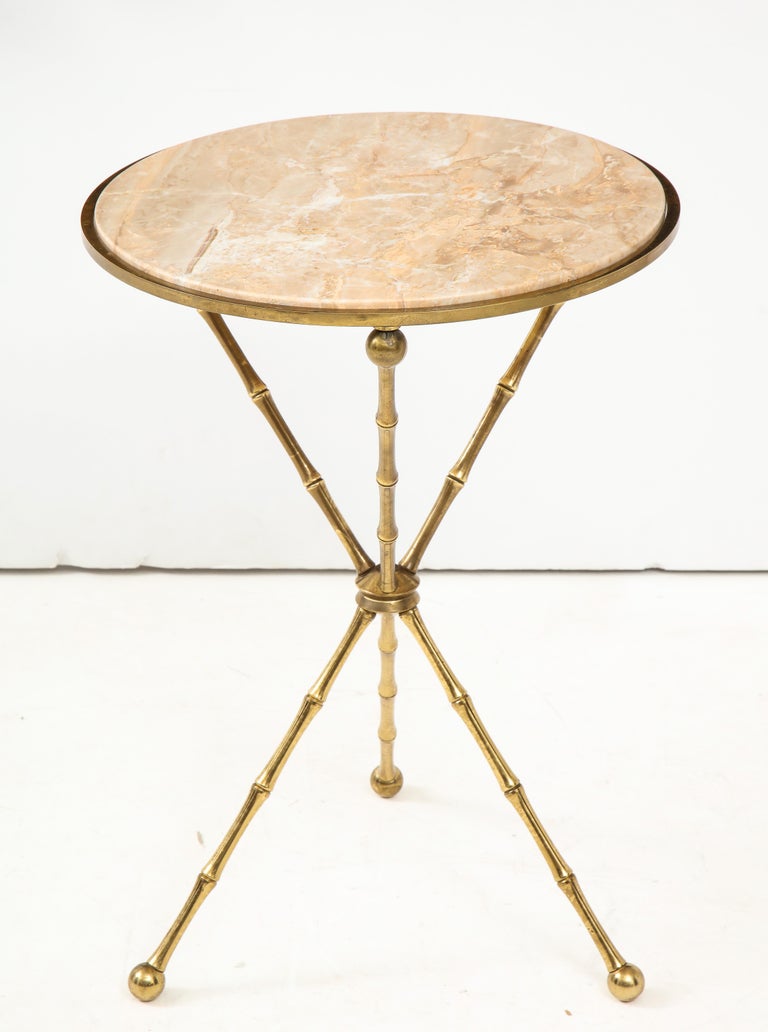 1950s Faux Bamboo Brass Tripod Side Table at 1stDibs