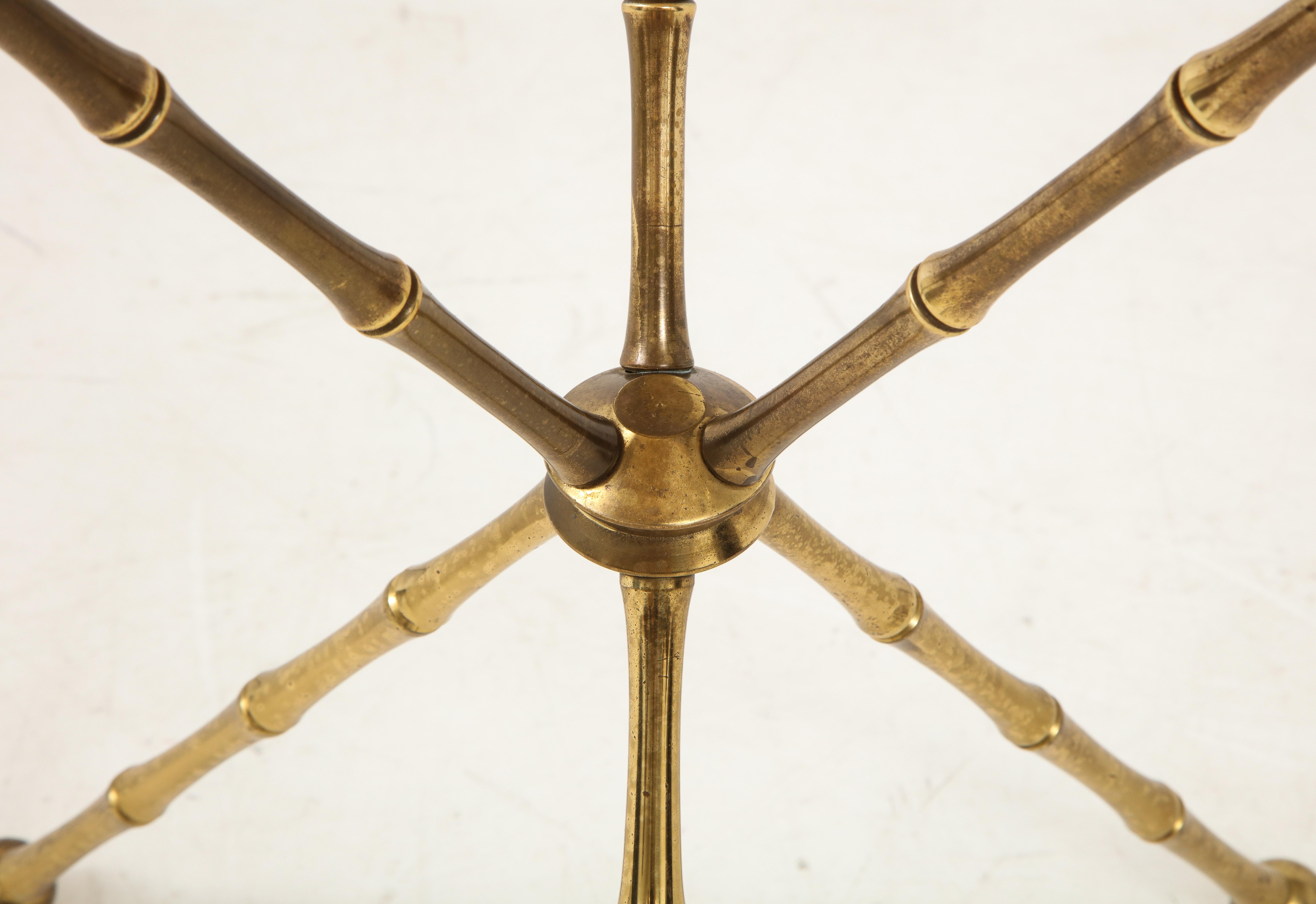 1950s Faux Bamboo Brass Tripod Side Table 3