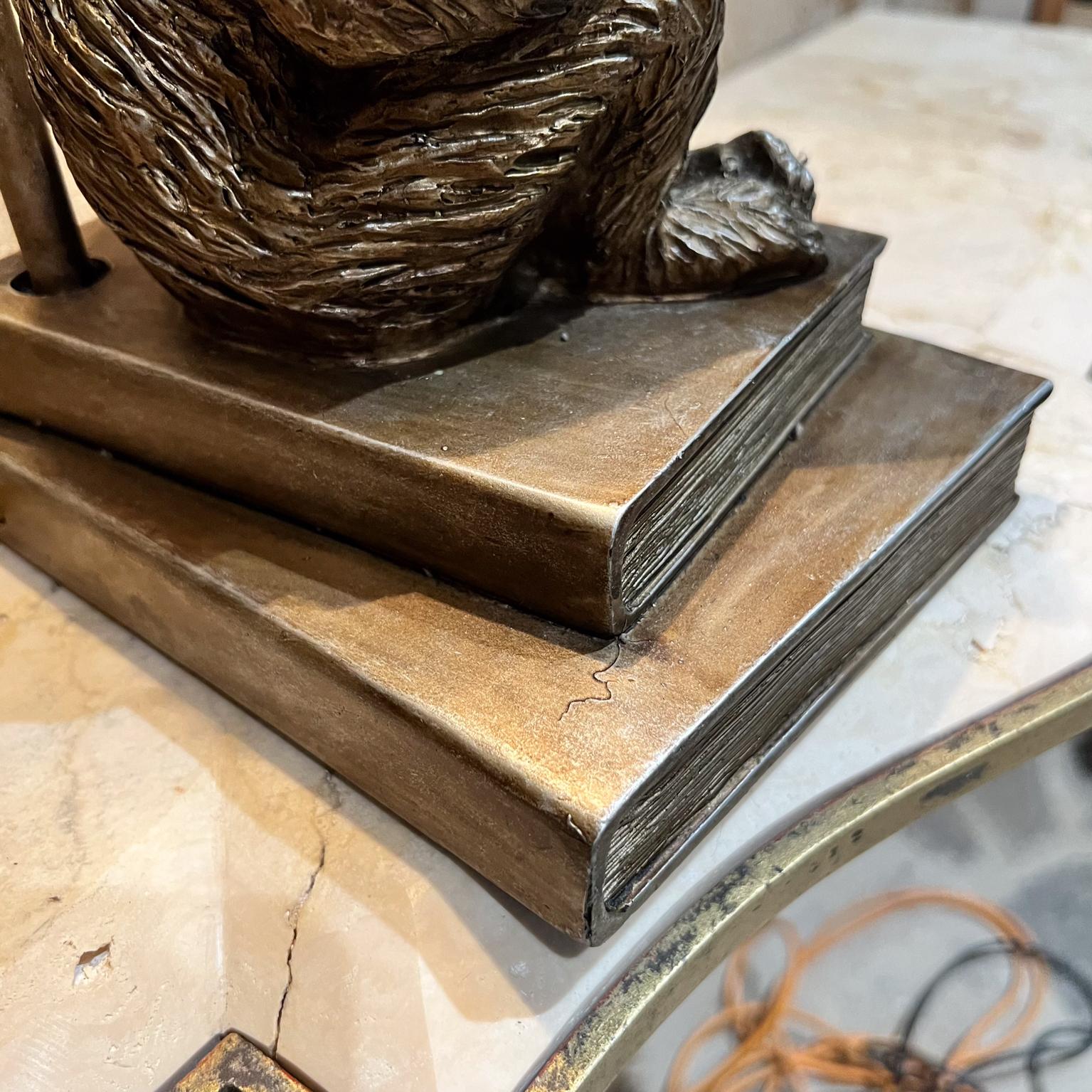 Mid-Century Modern 1950s Faux Bronze Table Lamp Chimp Monkey Reading
